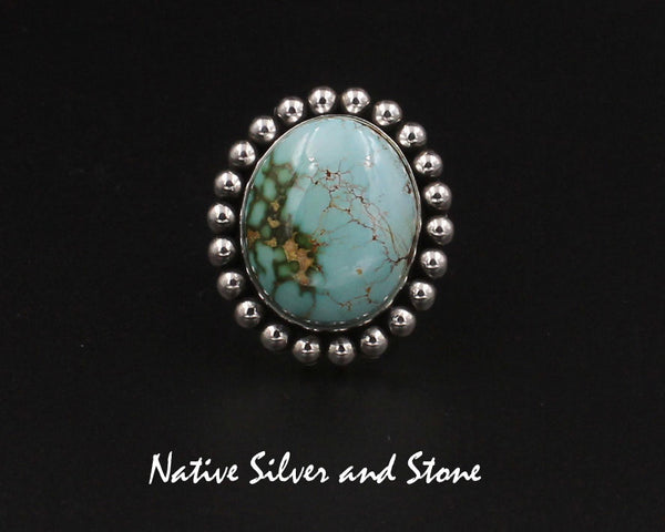 Z Artie Yellowhorse - Navajo<br>RGTSB"<br>1-1/8" Ring<br>21mm x 17mm Large Oval<br>Royston Turquoise<br>Single Bead <br>Sterling Silver<br> Size 7.5
