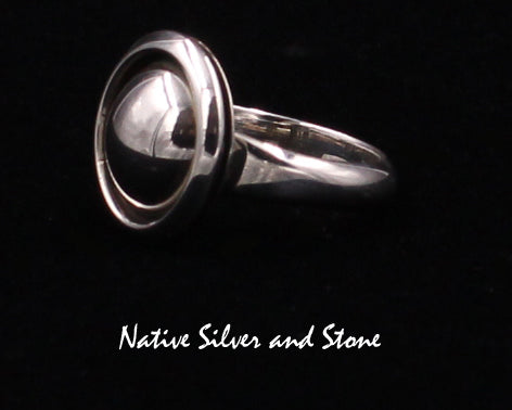 Z Artie Yellowhorse - Navajo<br>11/16" Ring<br>Medium 12mm Domed Shadowbox<br>Sterling All-Silver<br>Sizes: Out of Stock