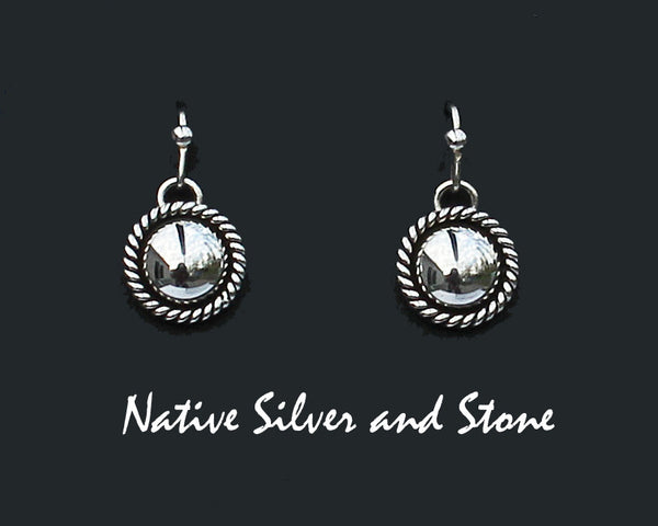 Z Artie Yellowhorse - Navajo<br>1/2" Earrings<br>10mm Dome<br>Single Twist<br>Hook<br>Sterling All-Silver