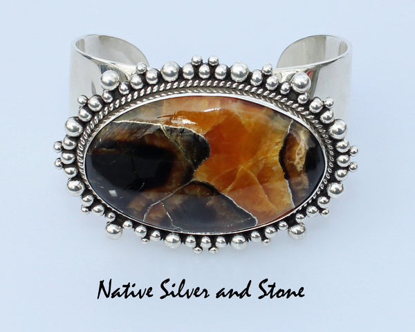 Z Artie Yellowhorse - Navajo<br>1-3/8" Bracelet Cuff<br>Simbircite/Simbercite<br>Multi Bead<br>Sterling Silver<br> Size 6-3/4 (adjustable)
