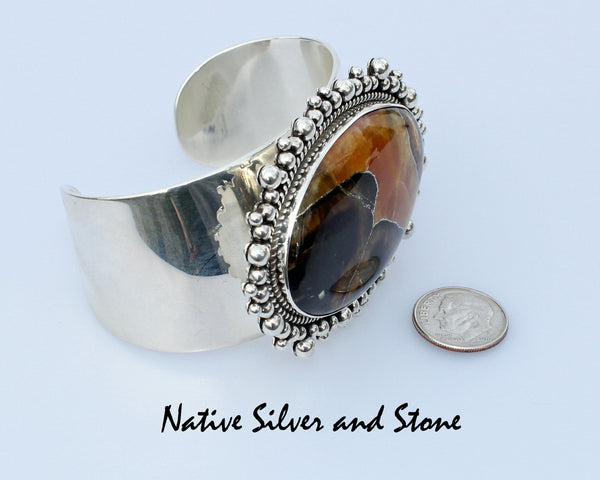 Z Artie Yellowhorse - Navajo<br>1-3/8" Bracelet Cuff<br>Simbircite/Simbercite<br>Multi Bead<br>Sterling Silver<br> Size 6-3/4 (adjustable)