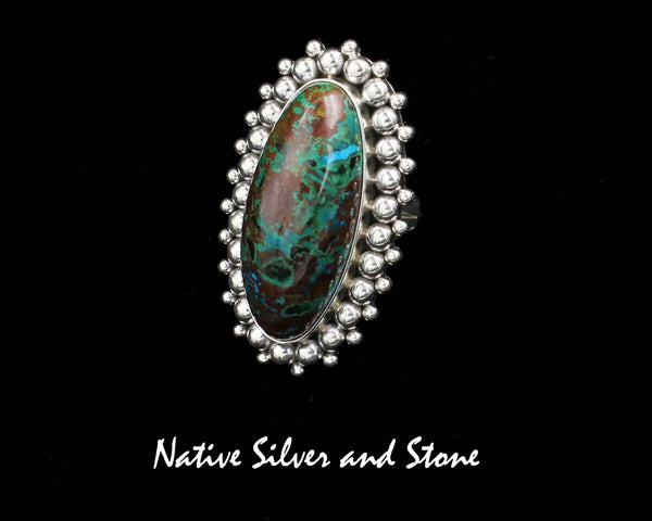 Z Artie Yellowhorse - Navajo<br>RGSKBB<br>1-13/16" Ring - Oval<br>35mm x 15mm Shattuckite<br>Multi-Bead<br>Sterling Silver<br>Size 8-