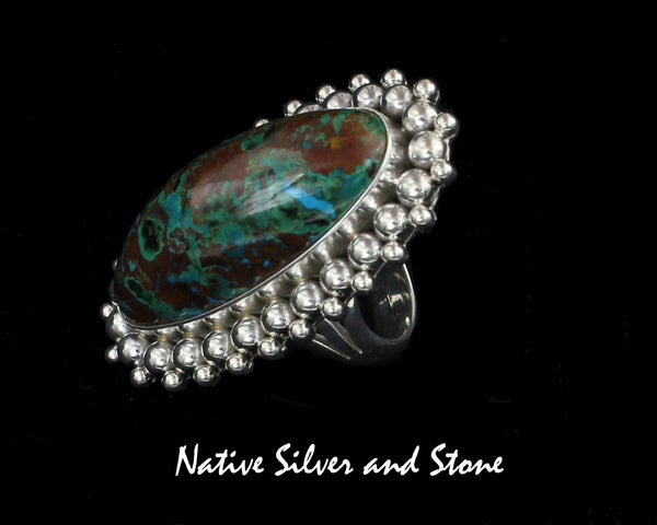Z Artie Yellowhorse - Navajo<br>RGSKBB<br>1-13/16" Ring - Oval<br>35mm x 15mm Shattuckite<br>Multi-Bead<br>Sterling Silver<br>Size 8-