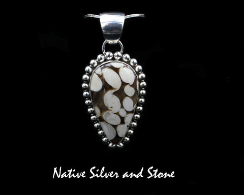 Artie Yellowhorse - Navajo<br>1-9/16" - Pendant<br>Peanutwood - Reverse Teardrop<br>Single Bead<br>Sterling Silver