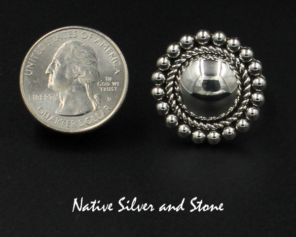 Z Artie Yellowhorse - Navajo<br>1" Ring - Split Band<br>9/16" Dome<br>Single Twist & Bead<br>Sterling All-Silver<br>Sizes: 8