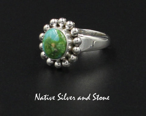 Z Artie Yellowhorse - Navajo<br>RGTSB<br>5/8" Ring <br>9.5mm x 8.5mm Oval Turquoise<br>Mexican Sonoran Gold<br>Single Bead<br>Sterling Silver<br>Size  8-1/2