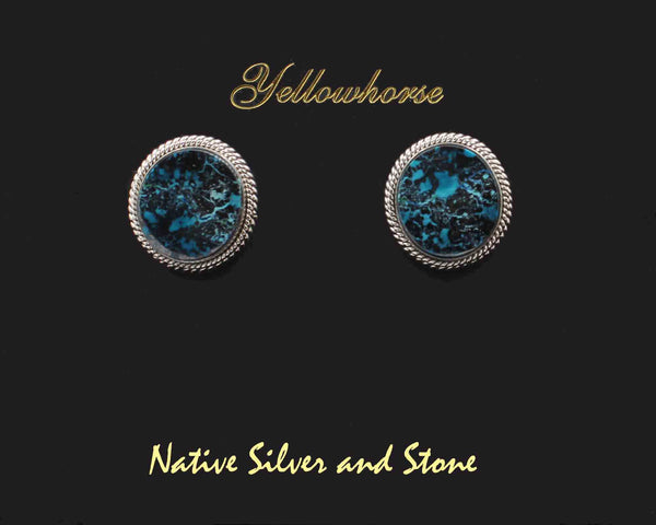 Z *Artie Yellowhorse - Navajo<br>3/4" Earrings<br> 18mm x 16mm Shattuckite - Ovals<br>Double Twist<br>Sterling