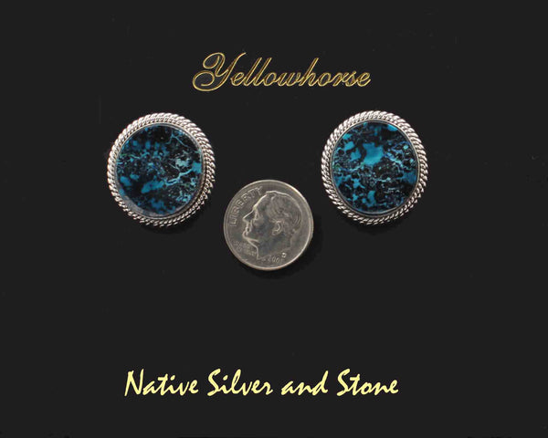 Z *Artie Yellowhorse - Navajo<br>3/4" Earrings<br> 18mm x 16mm Shattuckite - Ovals<br>Double Twist<br>Sterling