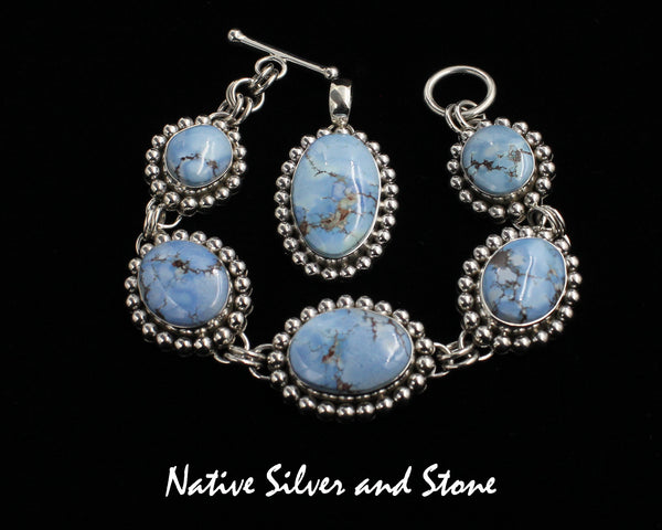 Z Artie Yellowhorse - Navajo<br>PDTSB<br>1-5/16" Pendant<br>26mm x 16mm Golden Hill Turquoise<br>Medium Vertical Oval<br>Single Bead<br>Sterling Silver