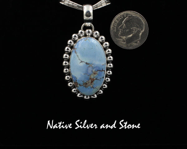 Z Artie Yellowhorse - Navajo<br>PDTSB<br>1-5/16" Pendant<br>26mm x 16mm Golden Hill Turquoise<br>Medium Vertical Oval<br>Single Bead<br>Sterling Silver