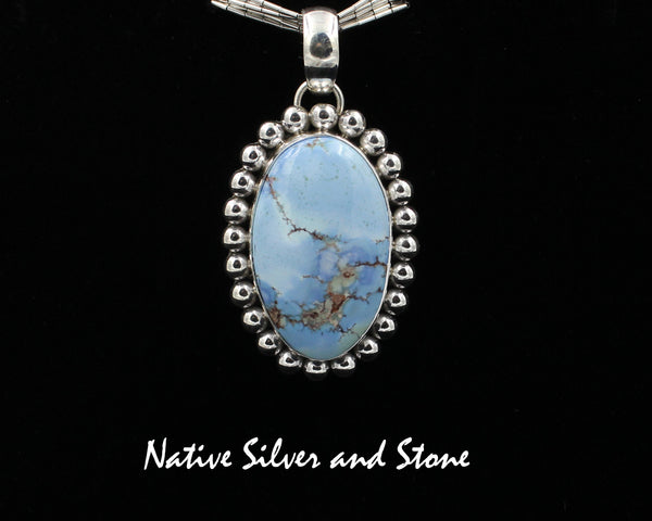 Z Artie Yellowhorse - Navajo<br>PDTSB<br>1-5/16" Pendant<br>26mm x 16mm Golden Hill Turquoise<br>Medium Vertical Oval<br>Single Bead<br>Sterling Silver