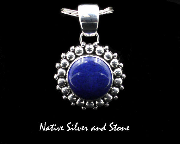 Z Artie Yellowhorse - Navajo<br>1-1/4" Pendant<br>20mm Lapis Lazuli<br>Multi-Bead<br>Sterling Silver