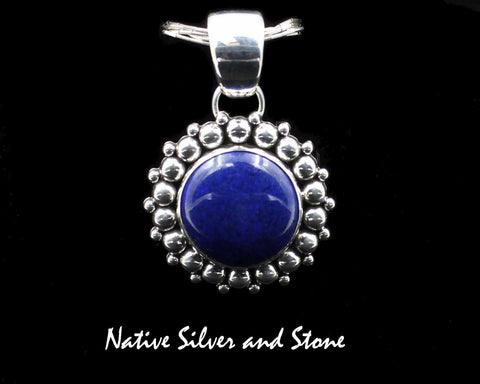 Z Artie Yellowhorse - Navajo<br>1-1/4" Pendant<br>20mm Lapis Lazuli<br>Multi-Bead<br>Sterling Silver