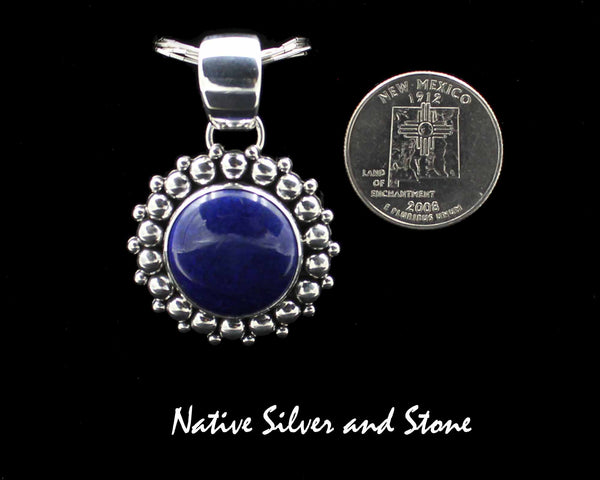Z Artie Yellowhorse - Navajo<br>1-1/4" Pendant<br>20mm Lapis Lazuli<br>Multi-Bead<br>Sterling Silver