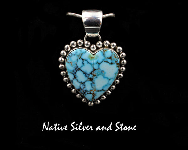 Z Artie Yellowhorse - Navajo<br>PDTSB<br>1-5/16" Pendant - Heart<br>Natural Kingman Turquoise<br>Single Bead<br>Sterling Silver