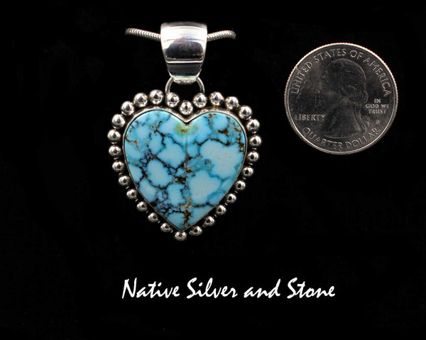 Z Artie Yellowhorse - Navajo<br>PDTSB<br>1-5/16" Pendant - Heart<br>Natural Kingman Turquoise<br>Single Bead<br>Sterling Silver