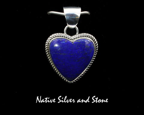 Artie Yellowhorse - Navajo<br>PDLT<br>1-3/16" Pendant<br>Lapis Lazuli<br>Heart<br>Single Twist<br>Sterling Silver