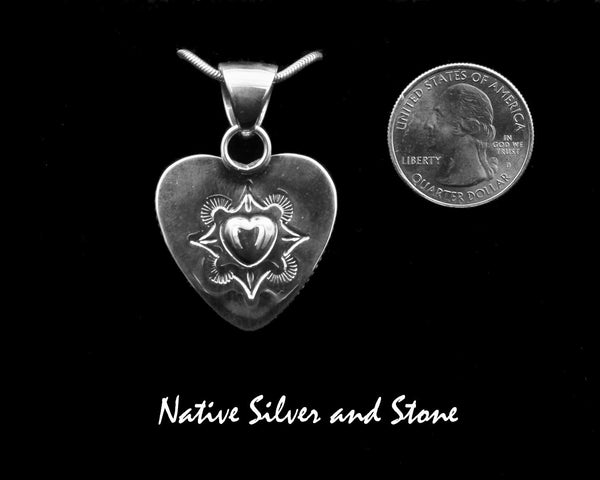 Artie Yellowhorse - Navajo<br>PDLT<br>1-3/16" Pendant<br>Lapis Lazuli<br>Heart<br>Single Twist<br>Sterling Silver