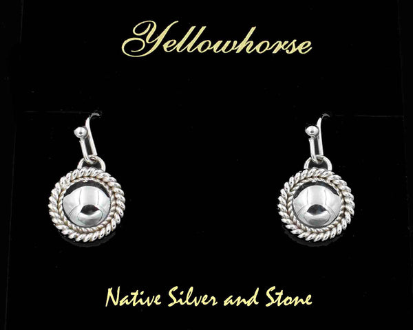 Z Artie Yellowhorse - Navajo<br>1/2" Earrings<br>10mm Dome<br>Single Twist<br>Hook<br>Sterling All-Silver