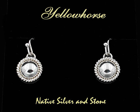 Z Artie Yellowhorse - Navajo<br>1/2" Earrings<br>10mm Dome<br>Single Twist<br>Hook<br>Sterling All-Silver