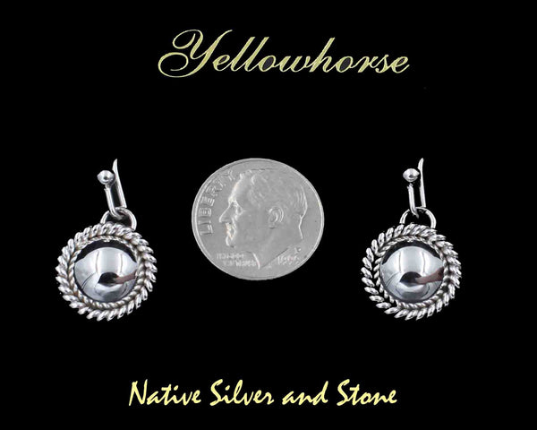 Z Artie Yellowhorse - Navajo<br>1/2" Earrings<br>10mm Dome<br>Single Twist<br>Hook<br>Sterling All-Silver