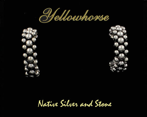 Z Artie Yellowhorse - Navajo<br>7/8" Earrings - Post<br>Hoops<br>Variegated Beads<br>Sterling Silver