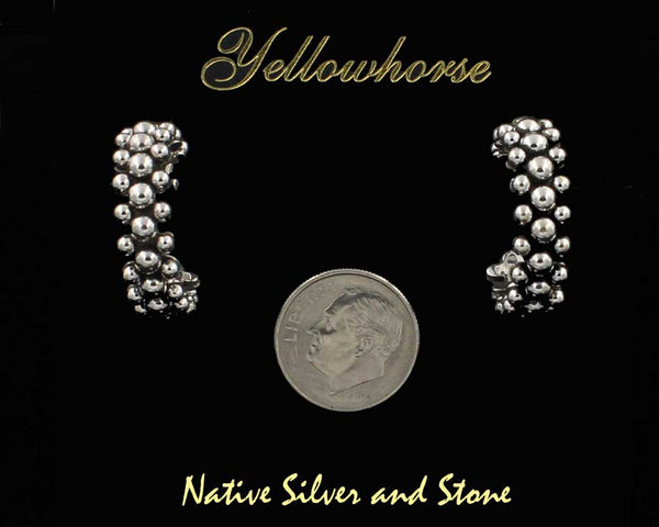 Z Artie Yellowhorse - Navajo<br>7/8" Earrings - Post<br>Hoops<br>Variegated Beads<br>Sterling Silver