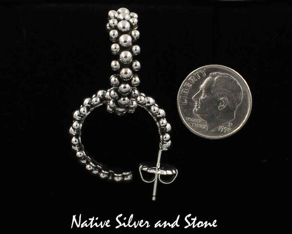 Z Artie Yellowhorse - Navajo<br>7/8" Earrings - Post<br>Hoops<br>Variegated Beads<br>Sterling Silver