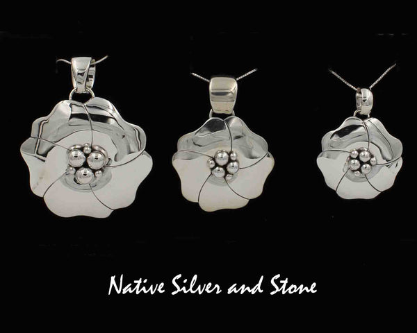 Z Artie Yellowhorse - Navajo<br>1-3/4" Pendant<br>Size 4-X-Large<br>Dogwood Blossom/Flower 6B<br>Original Design<br>Sterling Silver