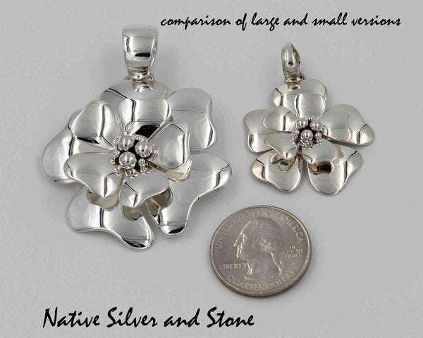 Z Artie Yellowhorse - Navajo<br>1-5/16" Pendant<br>3D Dogwood Blossom 6B (Small)<br>Sterling Silver