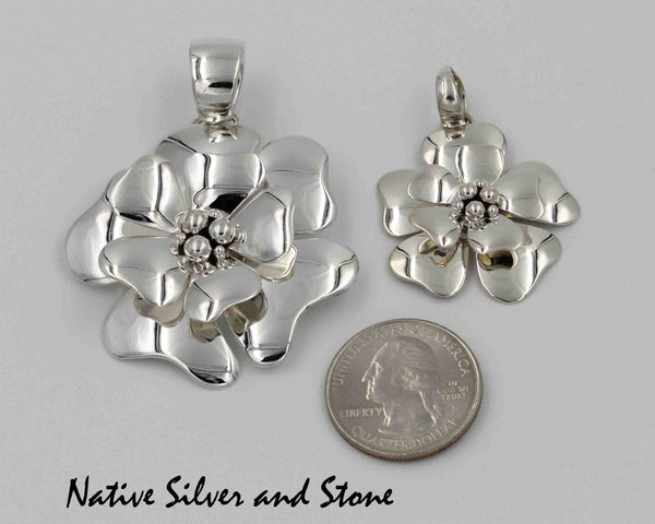 Z Artie Yellowhorse - Navajo<br>1-7/8" Pendant<br>3D Dogwood Blossom (Large)<br>Sterling Silver