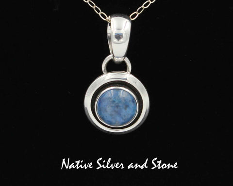 Z Artie Yellowhorse - Navajo<br>9/16" Pendant <br>10mm Denim Lapis Round<br>Shadowbox<br>Sterling Silver