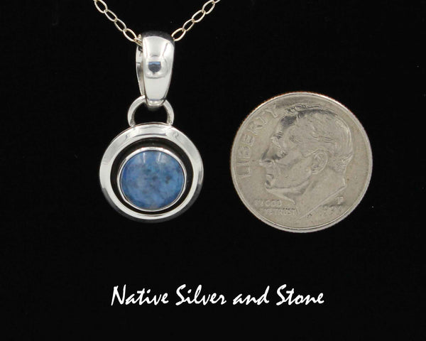 Z Artie Yellowhorse - Navajo<br>9/16" Pendant <br>10mm Denim Lapis Round<br>Shadowbox<br>Sterling Silver