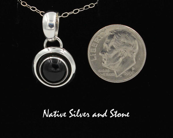 Z Artie Yellowhorse - Navajo<br>Pendant - 1/2"<br>8mm Onyx Domed Shadowbox<br>Sterling Silver
