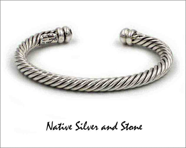 Z Artie Yellowhorse - Navajo<br>BASC1<br>7/32" Bracelet Cuff<br>Cable Twist - Small<br>Sterling Silver<br>Size 6-1/4 (Medium)