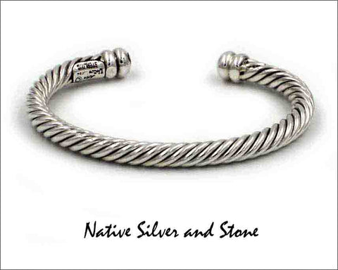 Z Artie Yellowhorse - Navajo<br>BASC1<br>7/32" Bracelet Cuff<br>Cable Twist - Small<br>Sterling Silver<br>Size 6-1/4 (Medium)