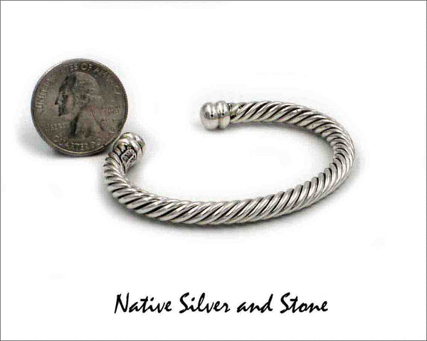 Z Artie Yellowhorse - Navajo<br>BASC1<br>7/32" Bracelet Cuff<br>Cable Twist - Small<br>Sterling Silver<br>Size 6-1/4 (Medium)