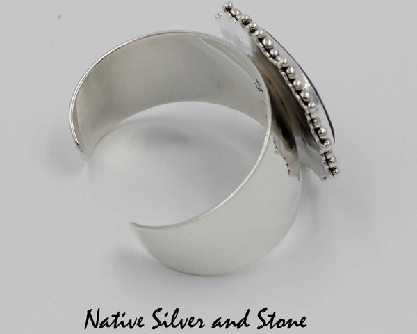 Z Artie Yellowhorse - Navajo<br>1" Bracelet Cuff<br>Charoite Rectangle - Large<br>Single Twist & Multi Beads<br>Sterling Silver<br>Size 6-3/8+ (adjustable)