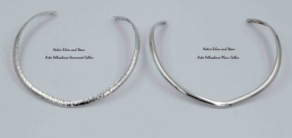 Z Artie Yellowhorse - Navajo<br>1/4" Omega Collar Necklace<br>Hammered<br>Sterling Silver