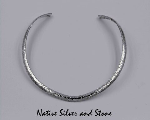 Z Artie Yellowhorse - Navajo<br>1/4" Omega Collar Necklace<br>Hammered<br>Sterling Silver