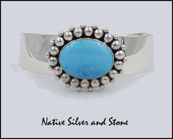 Z Artie Yellowhorse - Navajo<br>3/4" Bracelet Cuff<br>22mm x 16mm Turquoise (Blue)<br>Sleeping Beauty<br>Multi-Bead<br>Size 6-1/8 (Small-Medium)