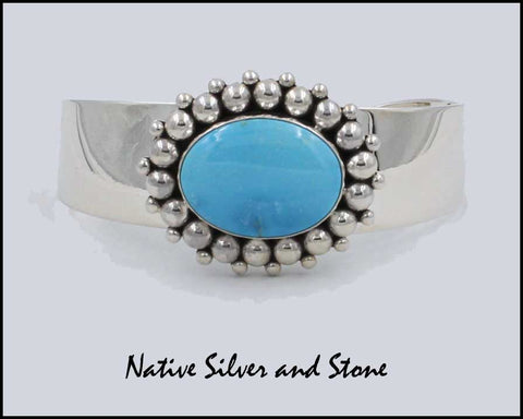 Z Artie Yellowhorse - Navajo<br>3/4" Bracelet Cuff<br>22mm x 16mm Turquoise (Blue)<br>Sleeping Beauty<br>Multi-Bead<br>Size 6-1/8 (Small-Medium)