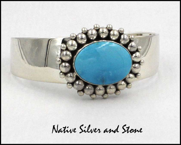 Z Artie Yellowhorse - Navajo<br>3/4" Bracelet Cuff<br>22mm x 16mm Turquoise (Blue)<br>Sleeping Beauty<br>Multi-Bead<br>Size 6-1/8 (Small-Medium)