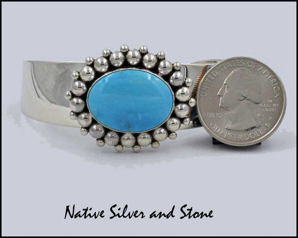 Z Artie Yellowhorse - Navajo<br>3/4" Bracelet Cuff<br>22mm x 16mm Turquoise (Blue)<br>Sleeping Beauty<br>Multi-Bead<br>Size 6-1/8 (Small-Medium)