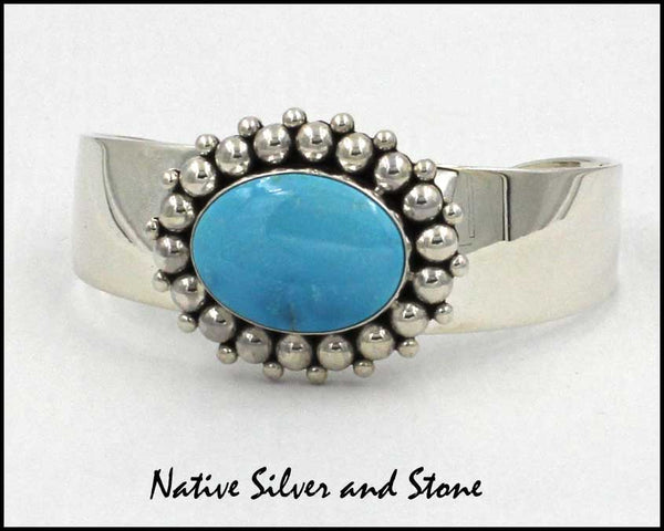 Z Artie Yellowhorse - Navajo<br>3/4" Bracelet Cuff<br>22mm x 16mm Turquoise (Blue)<br>Sleeping Beauty<br>Multi-Bead<br>Size 6-1/8 (Small-Medium)