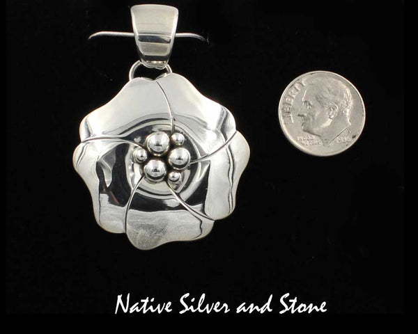 Z Artie Yellowhorse - Navajo<br>1-1/4" Pendant<br>Size 2 Medium<br>Dogwood Blossom/Flower 6B<br>Original Design<br>Sterling Silver
