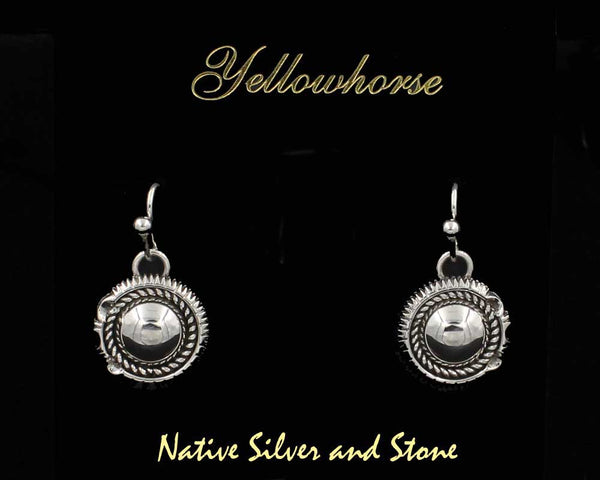 Z Artie Yellowhorse - Navajo<br>5/8" Earrings<br>10mm Dome<br>Single Twist<br>Sawcut with Pinches<br>Hook<br>Sterling Silver