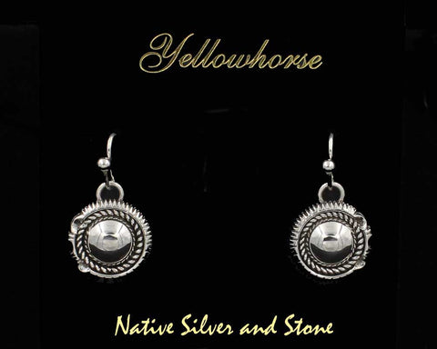 Z Artie Yellowhorse - Navajo<br>5/8" Earrings<br>10mm Dome<br>Single Twist<br>Sawcut with Pinches<br>Hook<br>Sterling Silver