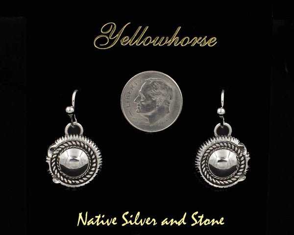 Z Artie Yellowhorse - Navajo<br>5/8" Earrings<br>10mm Dome<br>Single Twist<br>Sawcut with Pinches<br>Hook<br>Sterling Silver