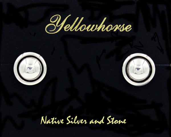 Z Artie Yellowhorse - Navajo<br>1/2" Earrings<br>Shadowbox<br>10mm Silver Dome<br>Post<br>Sterling All-Silver
